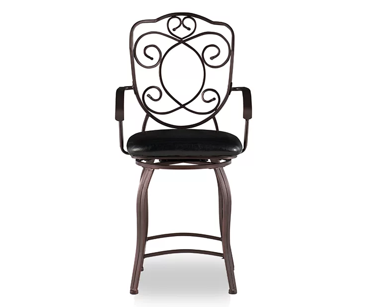 Nate Bronze Faux Leather Upholstered Crested Back Counter Stool 5 Nate Bronze Faux Leather Upholstered Crested Back Counter Stool - Image 3