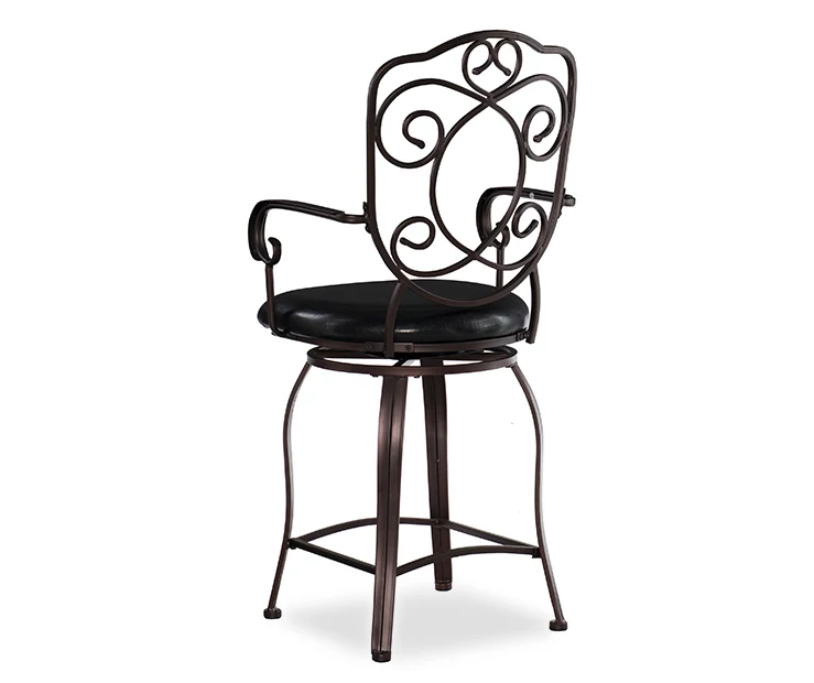 Nate Bronze Faux Leather Upholstered Crested Back Counter Stool 6 Nate Bronze Faux Leather Upholstered Crested Back Counter Stool - Image 4