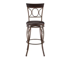 Memphis Black Metal & Brown Faux Leather Circle Back Bar Stool 17 Memphis Black Metal & Brown Faux Leather Circle Back Bar Stool -Home Furniture 810543052 A0 2