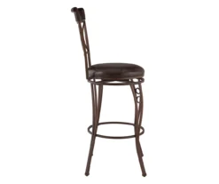 Memphis Black Metal & Brown Faux Leather Circle Back Bar Stool 18 Memphis Black Metal & Brown Faux Leather Circle Back Bar Stool -Home Furniture 810543052 A1 3