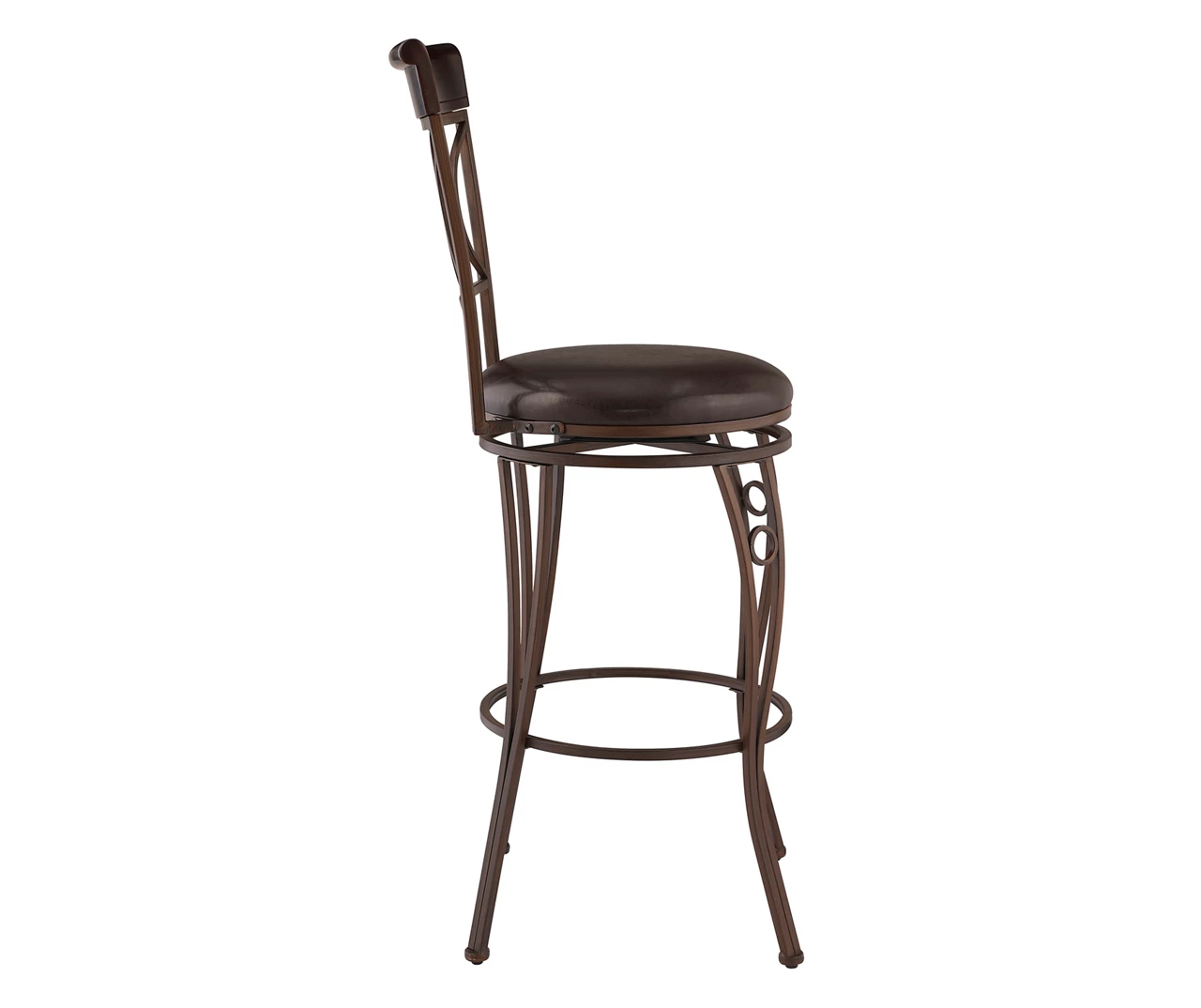 Memphis Black Metal & Brown Faux Leather Circle Back Bar Stool 8 Memphis Black Metal & Brown Faux Leather Circle Back Bar Stool - Image 6
