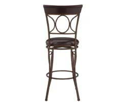 Memphis Black Metal & Brown Faux Leather Circle Back Bar Stool 20 Memphis Black Metal & Brown Faux Leather Circle Back Bar Stool -Home Furniture 810543052 A2 5