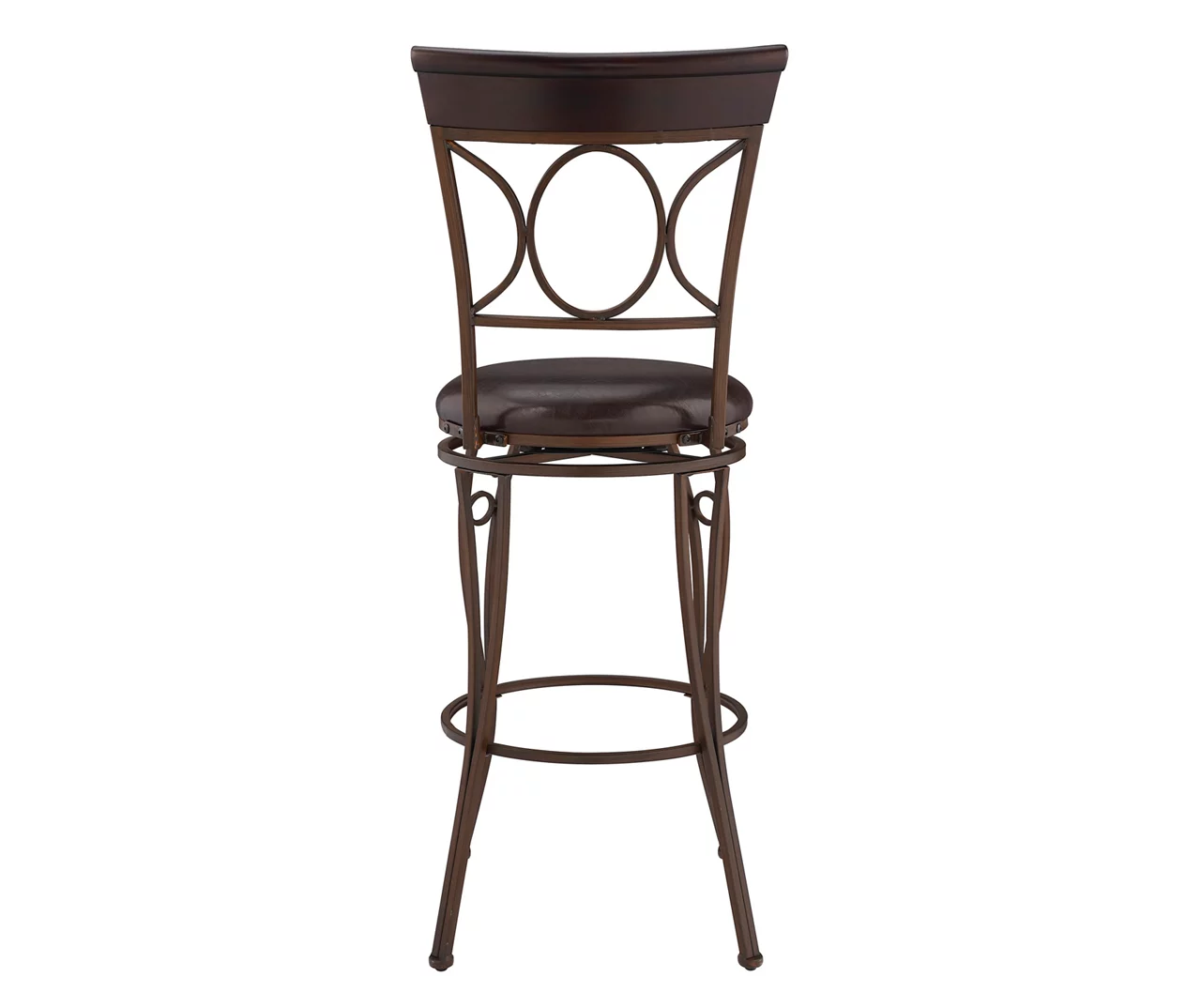 Memphis Black Metal & Brown Faux Leather Circle Back Bar Stool 10 Memphis Black Metal & Brown Faux Leather Circle Back Bar Stool - Image 8