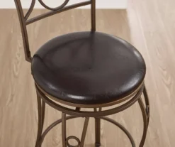 Memphis Black Metal & Brown Faux Leather Circle Back Bar Stool 16 Memphis Black Metal & Brown Faux Leather Circle Back Bar Stool -Home Furniture 810543052 A8 10