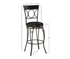 Memphis Black Metal & Brown Faux Leather Circle Back Bar Stool 23 Memphis Black Metal & Brown Faux Leather Circle Back Bar Stool -Home Furniture 810543052 D8 11