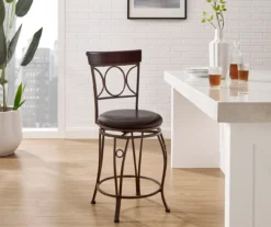 Memphis Black Metal & Brown Faux Leather Circle Back Counter Stool -Home Furniture 810543053 A0 8