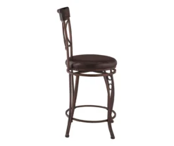 Memphis Black Metal & Brown Faux Leather Circle Back Counter Stool -Home Furniture 810543053 A1 3