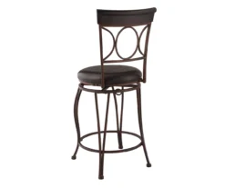 Memphis Black Metal & Brown Faux Leather Circle Back Counter Stool -Home Furniture 810543053 A2 4