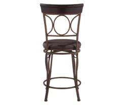 Memphis Black Metal & Brown Faux Leather Circle Back Counter Stool -Home Furniture 810543053 A2 5