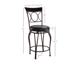 Memphis Black Metal & Brown Faux Leather Circle Back Counter Stool -Home Furniture 810543053 D8 11