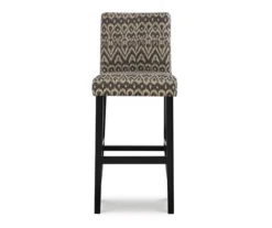 Liz Black & White Upholstered Ikat Pattern Driftwood Bar Stool -Home Furniture 810543084 3