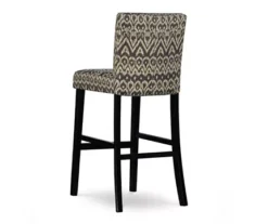 Liz Black & White Upholstered Ikat Pattern Driftwood Bar Stool -Home Furniture 810543084 4