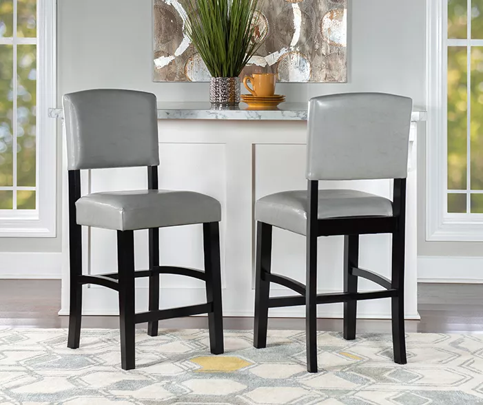 Trevor Dove Gray & Black Faux Leather Upholstered Counter Stool 4 Trevor Dove Gray & Black Faux Leather Upholstered Counter Stool - Image 2
