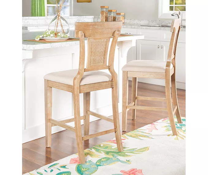 Ryder Gray Wash Upholstered Woven Rattan Counter Stool 4 Ryder Gray Wash Upholstered Woven Rattan Counter Stool - Image 2