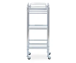 Hawkins Chrome & Glass 3-Shelf Rolling Cart 8 Hawkins Chrome & Glass 3-Shelf Rolling Cart -Home Furniture 810543096 4