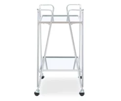 Hampton Silver 2-Shelf Rolling Steel Bar Cart -Home Furniture 810543098 4