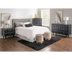 Urban Fresh Black & Gold 6-Drawer Textured Geometric Dresser -Home Furniture 810543103 2