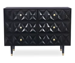 Urban Fresh Black & Gold 6-Drawer Textured Geometric Dresser