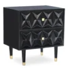 Urban Fresh Black & Gold 2-Drawer Textured Geometric Nightstand -Home Furniture 810543105 1
