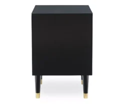 Urban Fresh Black & Gold 2-Drawer Textured Geometric Nightstand -Home Furniture 810543105 4