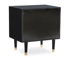 Urban Fresh Black & Gold 2-Drawer Textured Geometric Nightstand -Home Furniture 810543105 5
