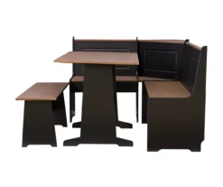 Atrium Black & Pecan 3-Piece Wooden Breakfast Nook Set -Home Furniture 810543121 A1