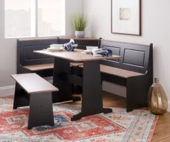 Atrium Black & Pecan 3-Piece Wooden Breakfast Nook Set -Home Furniture 810543121 B0 2