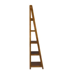 Presley Walnut 5-Shelf Ladder Bookcase -Home Furniture 810543154 3