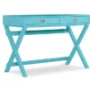 Cami Blue X-Base Campaign Style Writing Desk -Home Furniture 810543182 1