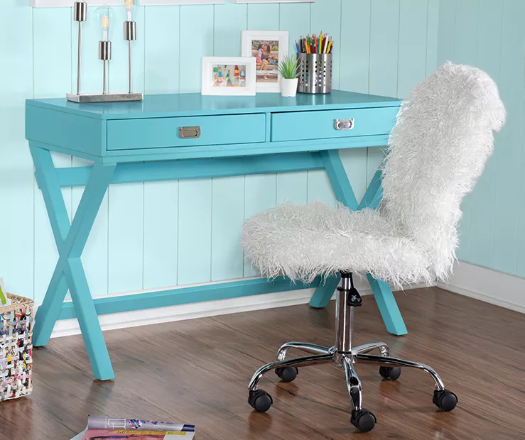 Cami Blue X-Base Campaign Style Writing Desk 4 Cami Blue X-Base Campaign Style Writing Desk - Image 2