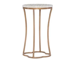 Globa Designs White & Gold Capiz Mosaic Beehive Accent Table -Home Furniture 810543194 A0 1