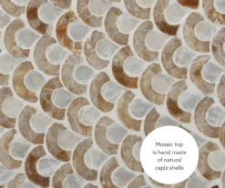 Globa Designs White & Gold Capiz Mosaic Beehive Accent Table -Home Furniture 810543194 A8