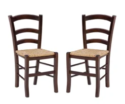 Bordeaux Walnut Handwoven Ladder Back Side Chairs, 2-Pack