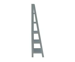Boston Gray 5-Shelf Wooden Ladder Bookcase -Home Furniture 810543216 5