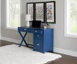 Kari Royal Blue 4-Drawer Office Desk -Home Furniture 810543245 A0 7