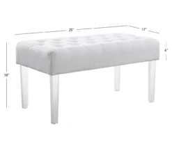 Marie Glitz White Tufted Linen Acrylic Leg Bench -Home Furniture 810543267 A7