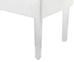 Marie Glitz White Tufted Linen Acrylic Leg Bench -Home Furniture 810543267 A8 1