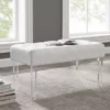 Marie Glitz White Tufted Linen Acrylic Leg Bench 1 Marie Glitz White Tufted Linen Acrylic Leg Bench -Home Furniture 810543267 B0