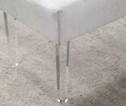 Marie Glitz White Tufted Linen Acrylic Leg Bench -Home Furniture 810543267 B8