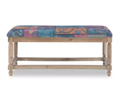 Moroccan Tapestry Upholstered Rustic Driftwood Bench -Home Furniture 810543273 3