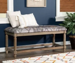 Moroccan Tapestry Upholstered Rustic Driftwood Bench -Home Furniture 810543274 2 1
