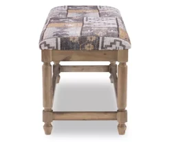Gray Moroccan Tapestry Upholstered Rustic Driftwood Bench -Home Furniture 810543274 4
