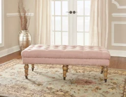 Claire Linen Upholstered Rolling Bench 17 Claire Linen Upholstered Rolling Bench -Home Furniture 810543277 2