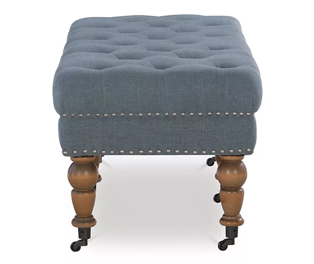 Claire Linen Upholstered Rolling Bench 7 Claire Linen Upholstered Rolling Bench - Image 5