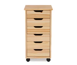 Craft Mate Natural Wood 6-Drawer Rolling Storage Cart -Home Furniture 810543290 3