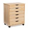 Craft Mate Wide Natural 6-Drawer Rolling Storage Cart