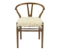 Emmitt Gray & Brown Faux Fur Wishbone Chair -Home Furniture 810543298 A0 2