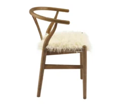 Emmitt Gray & Brown Faux Fur Wishbone Chair -Home Furniture 810543298 A1 3