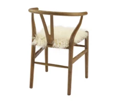 Emmitt Gray & Brown Faux Fur Wishbone Chair -Home Furniture 810543298 A2 4