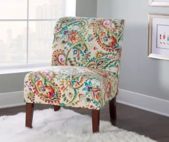Danna Multicolor Upholstered Paisley Curved Back Slipper Chair -Home Furniture 810543301 6